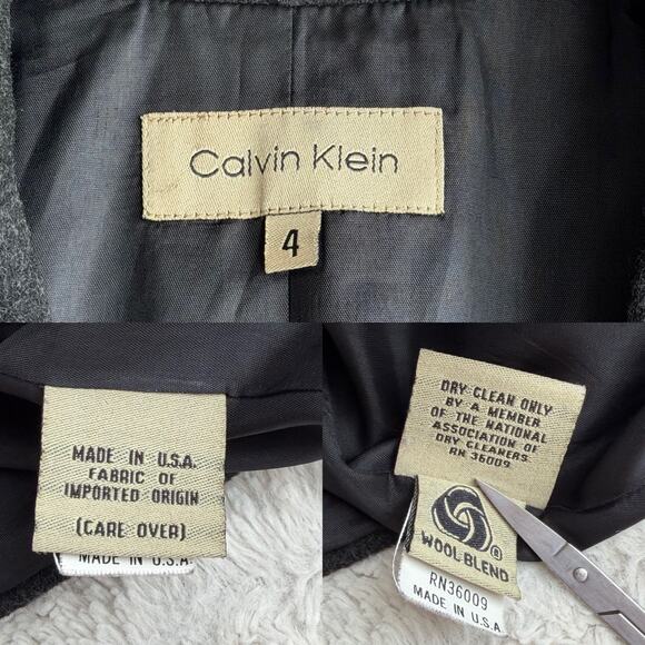 Calvin Klein wool blend blazer jacket vintage 90s charcoal grey single breasted - Picture 4 of 16